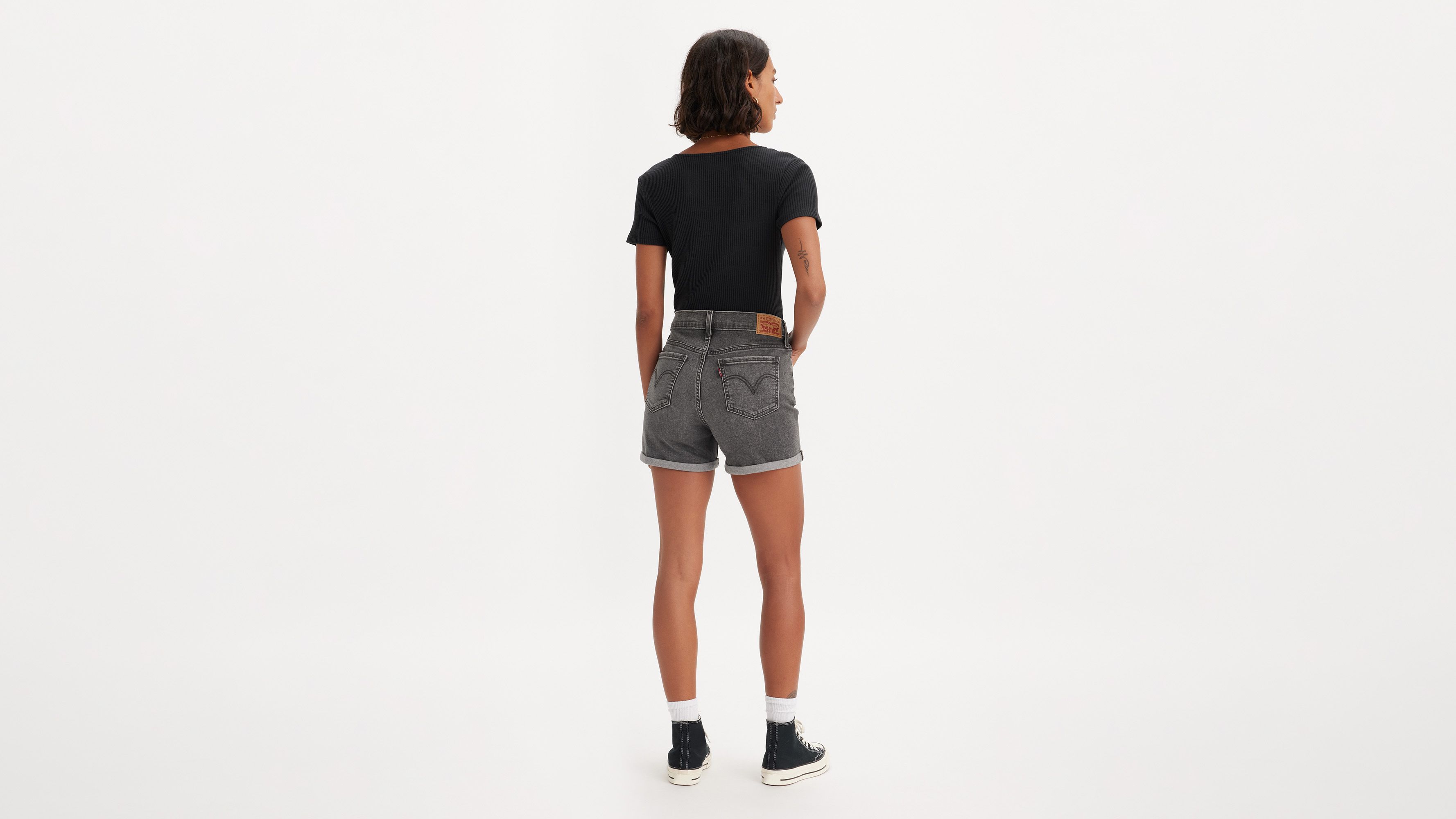 Mid Length Women's Shorts - Dark Wash