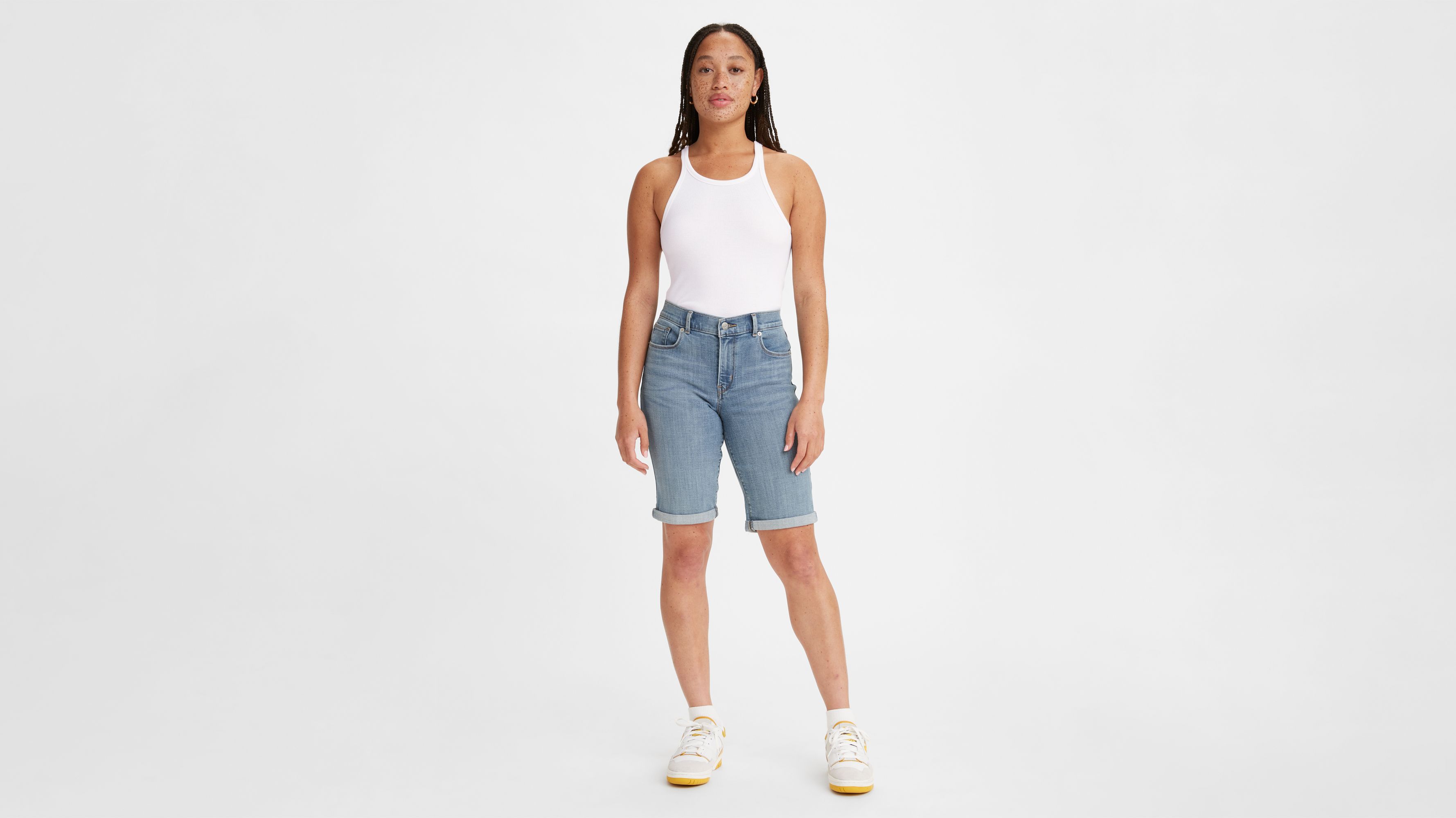 High Loose Bermuda Women's Shorts - Medium Wash