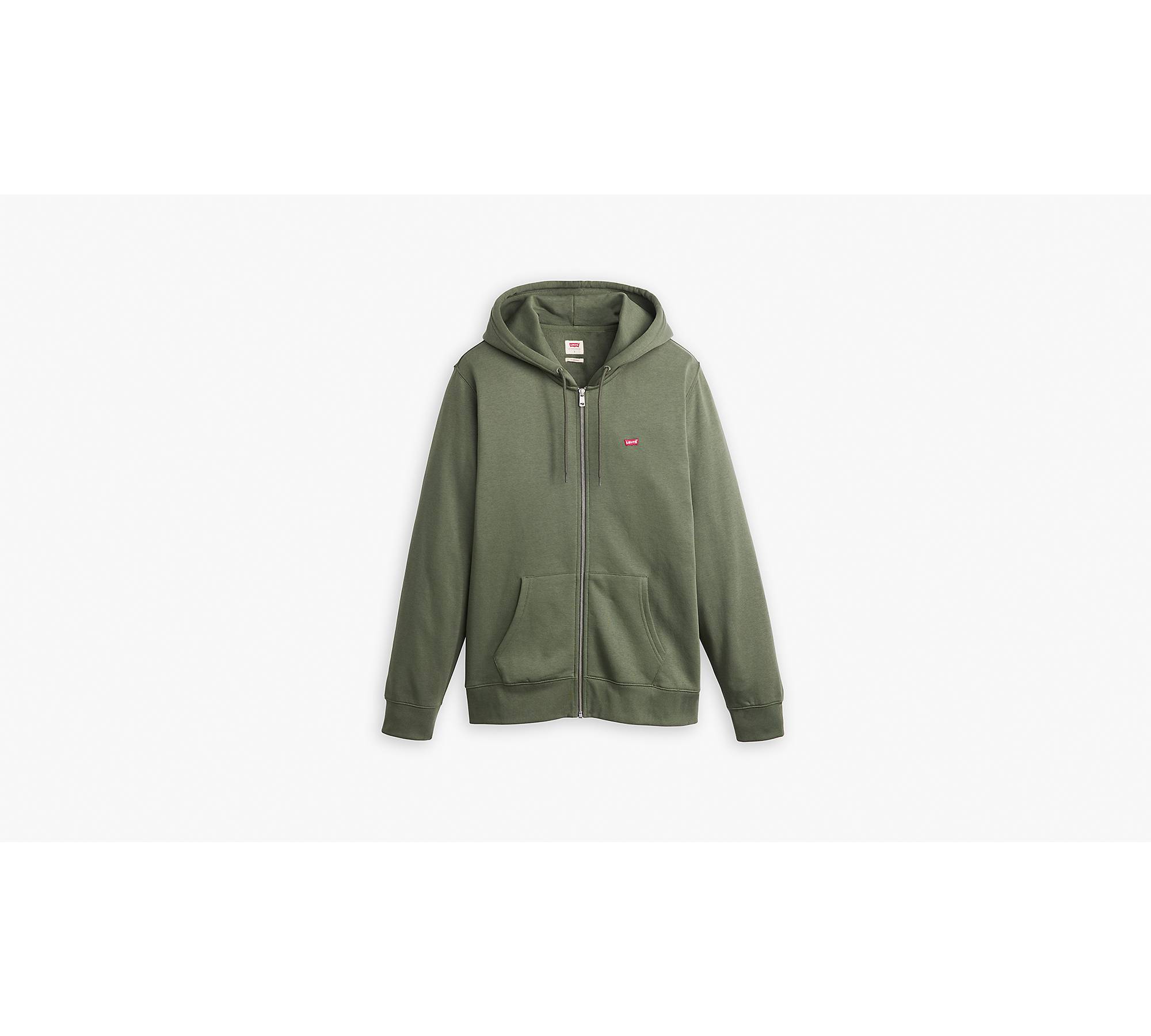 Men's Striped Fleece Hooded Sweatshirt - Original Use™ Dark Green