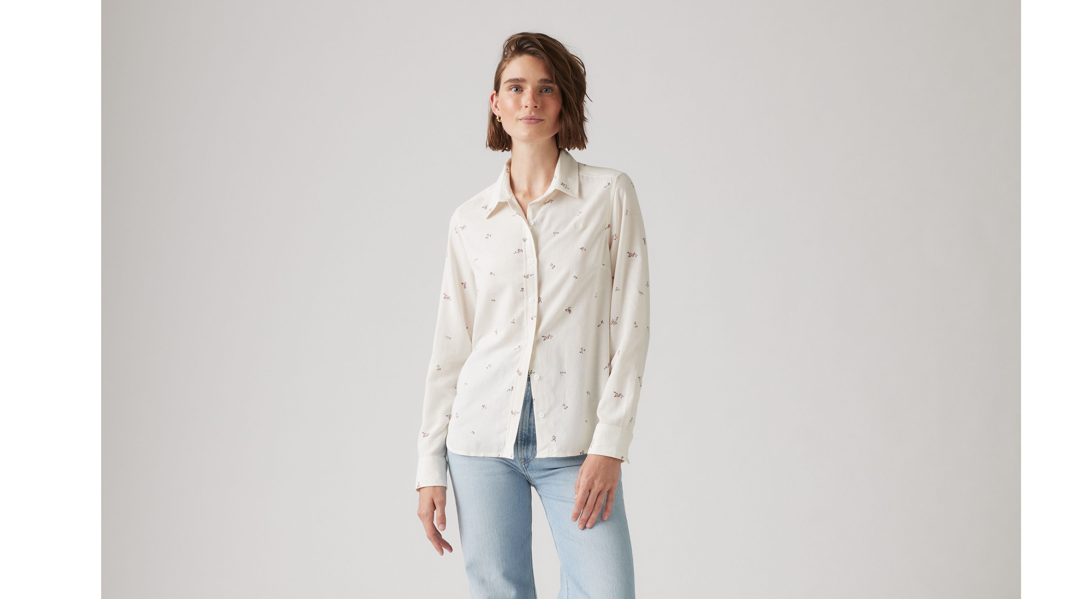 売れ筋商品|||リーバイス カットソー トップス レディース Women's Classic Fit Button-Front Shirt Lou Ditsy Floral_v5 Egret Levi's Women's Classic Button-up Shirt, (New) Lou Ditsy
