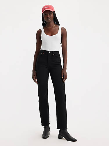 리바이스 Levi Wedgie Straight Fit Womens Jeans,Black Sprout