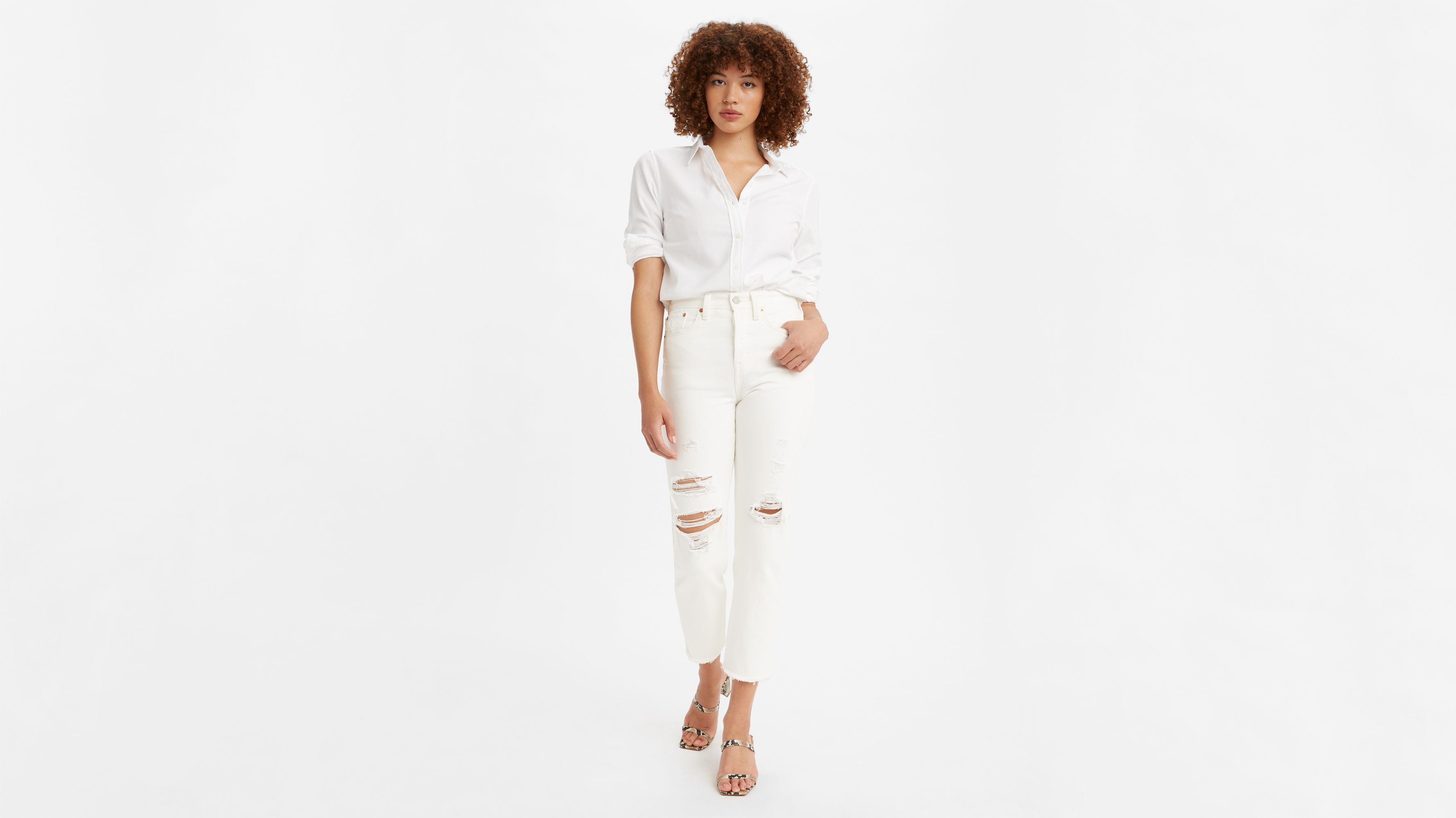 levis wedgie jeans white