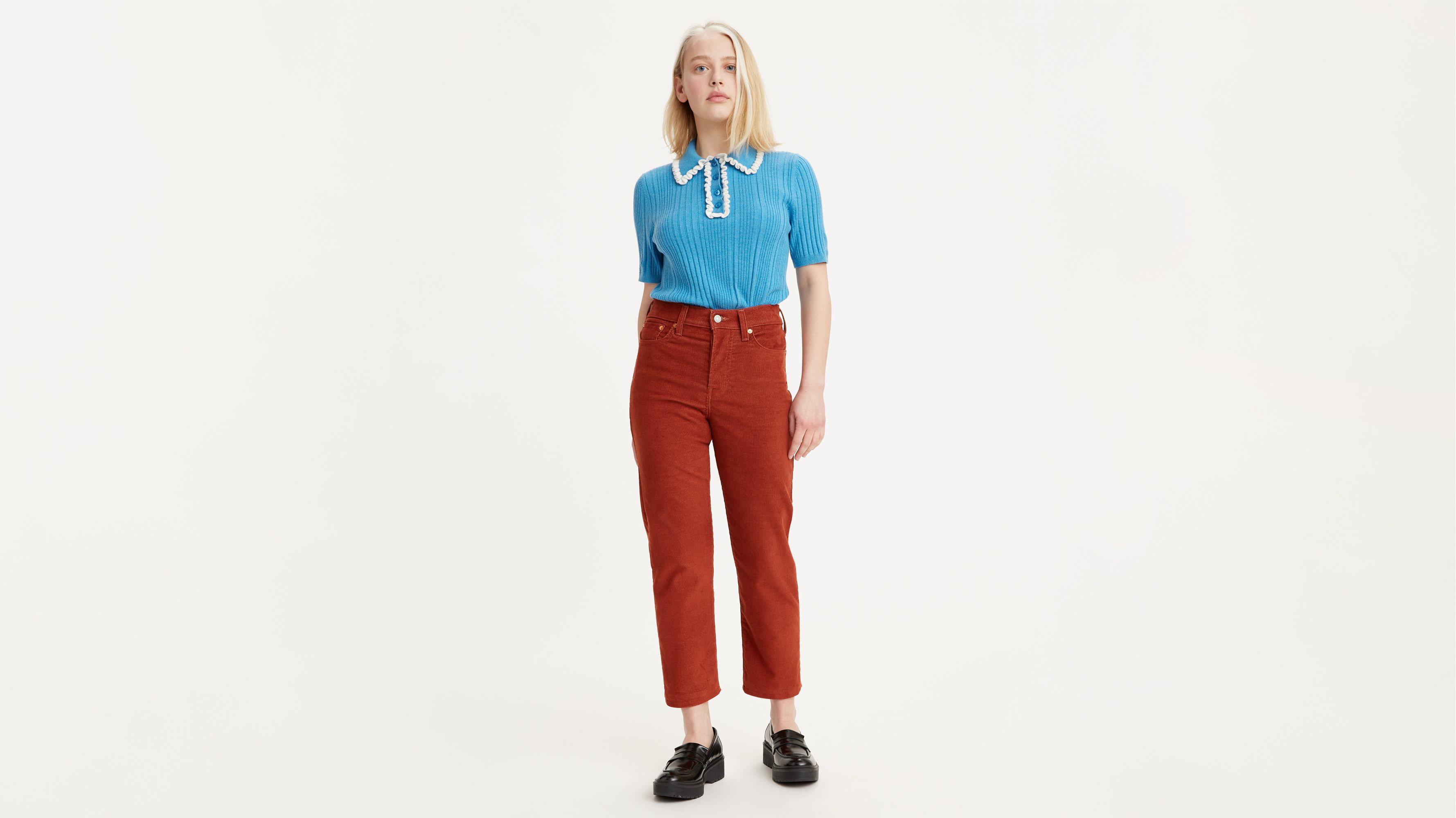 Wedgie Straight Fit Corduroy Pants - Red