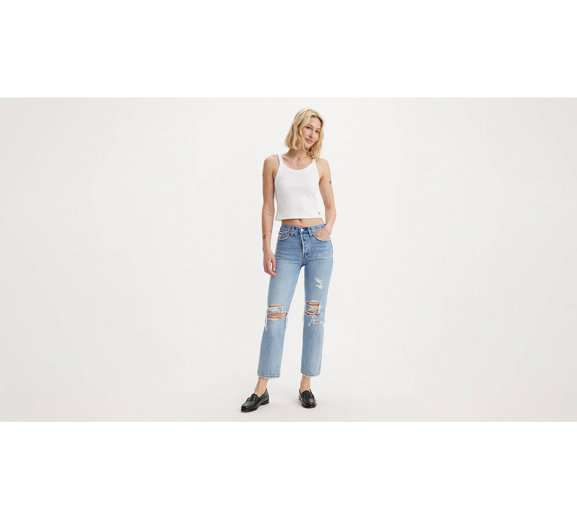 Ultra High-Rise Ripped Light Wash Dad Jeans
