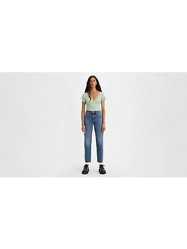 리바이스 Levi Wedgie Straight Fit Womens Jeans,Unstoppable Wear - Dark Wash