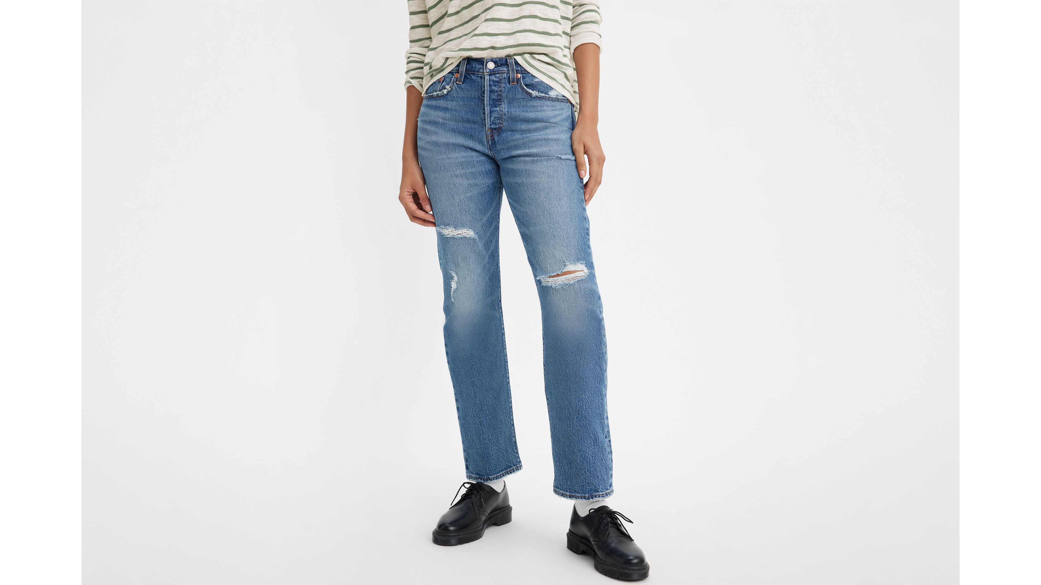 Levi's® Wedgie Stretch Denim Mid Rise Straight Leg Jeans