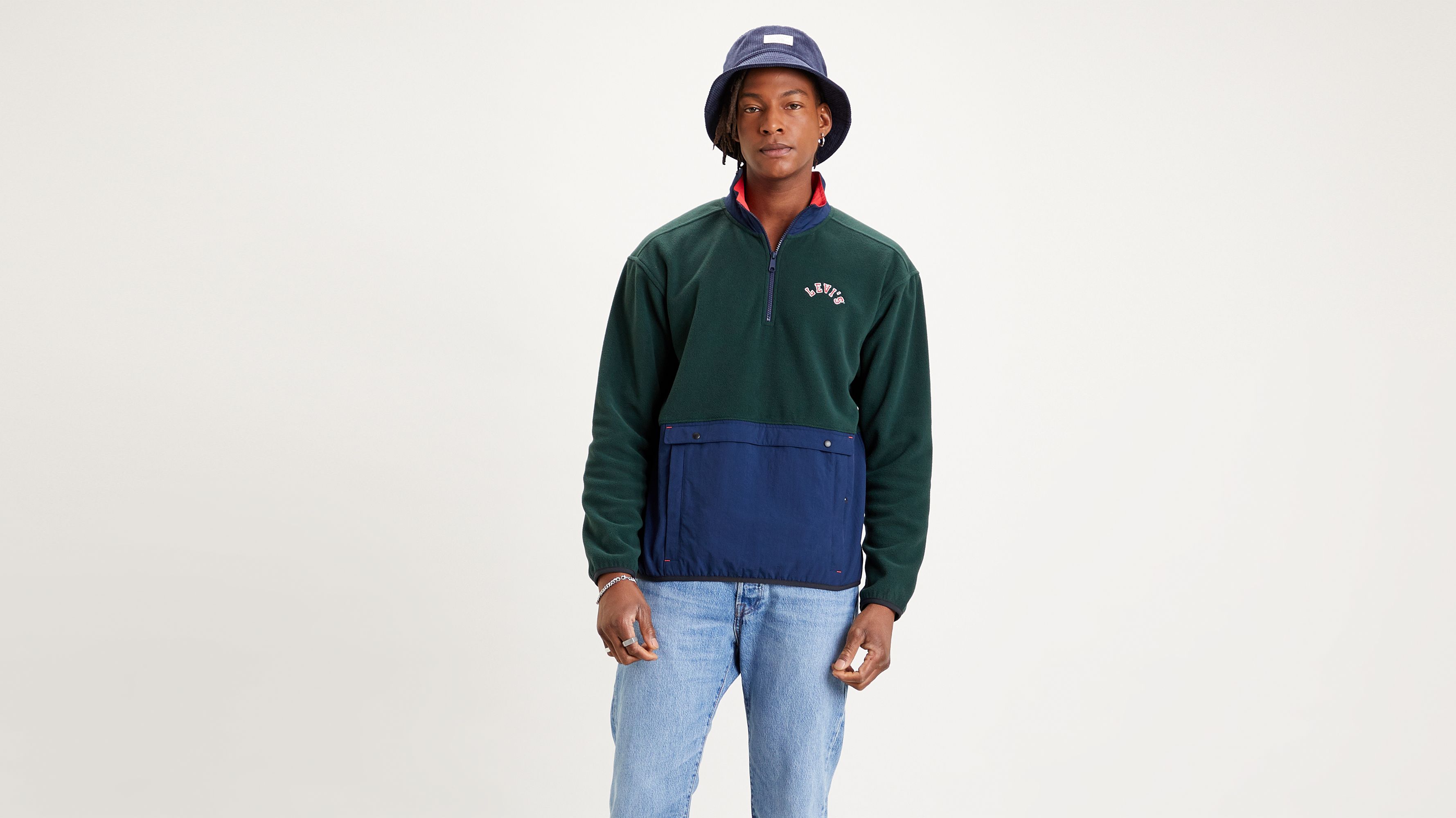 Levis half best sale zip logo sweatshirt