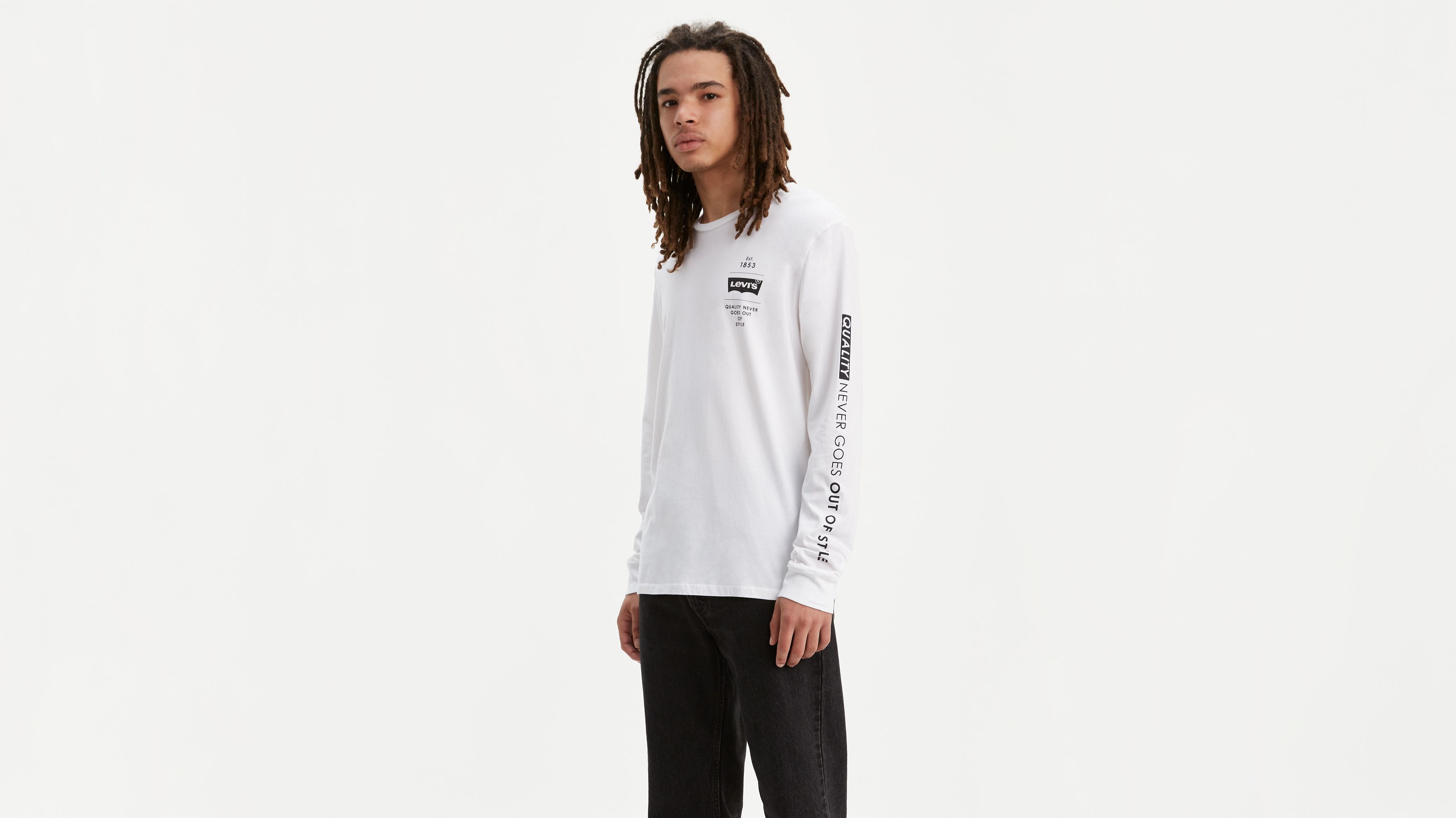 Levi's® Logo Long Sleeve Tee Shirt - White | Levi's® US