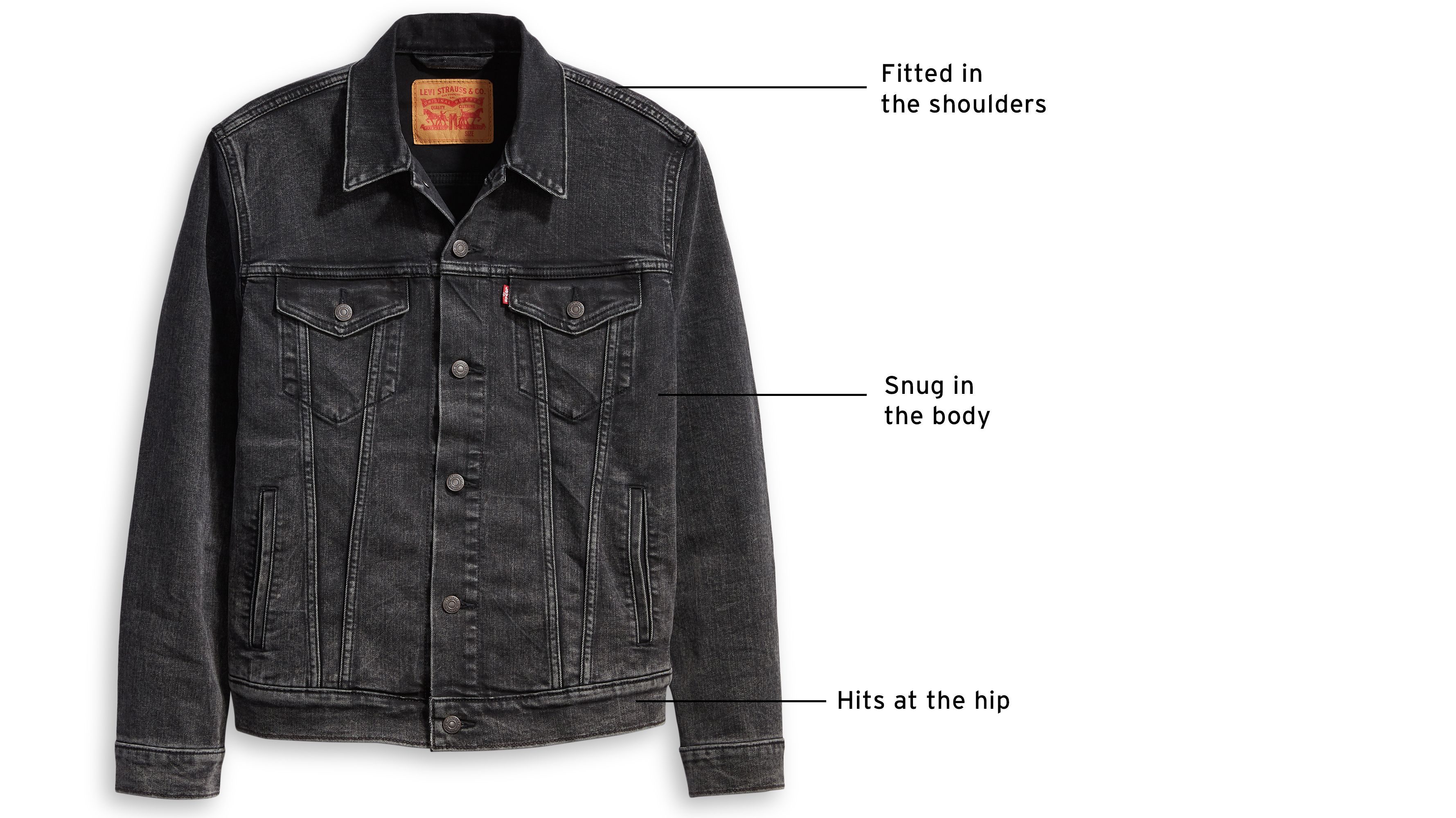 Levi's jackets size store chart