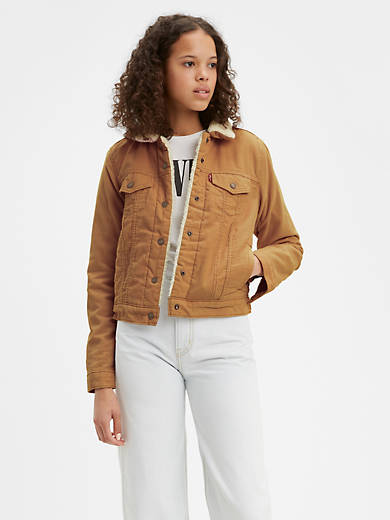 Introducir 56+ imagen levis brown sherpa jacket women’s