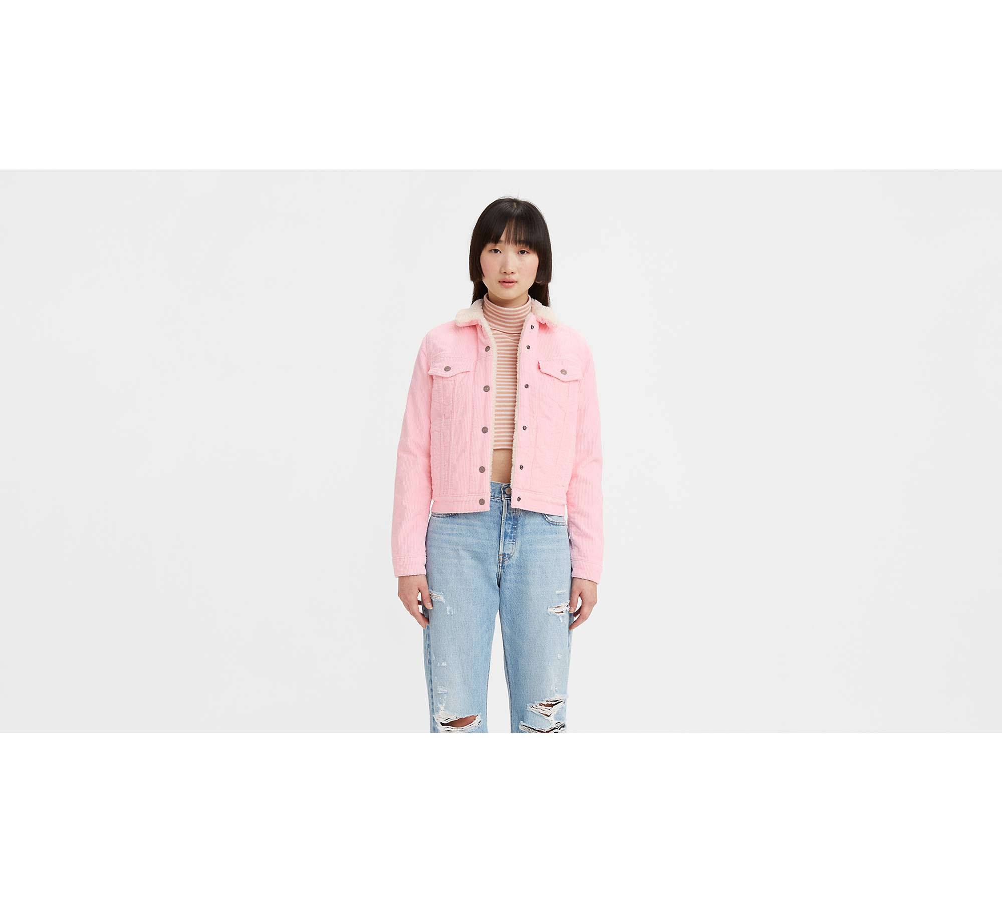 LV SS20 ASIA EXCLUSIVE PINK CHUNKY HEAVY KNIT TRUCKER JACKET SIZE