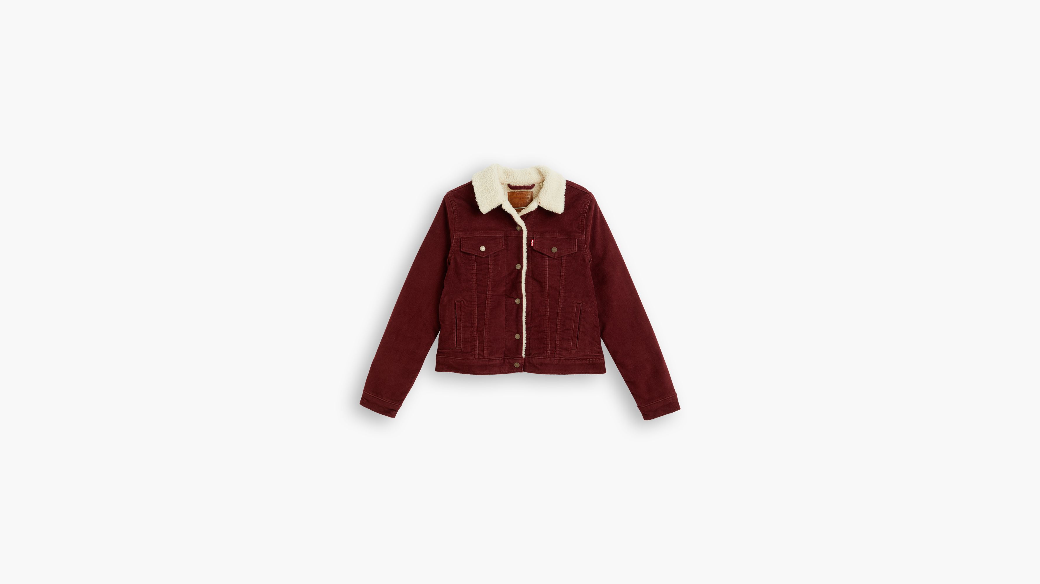 red corduroy jacket with sherpa lining