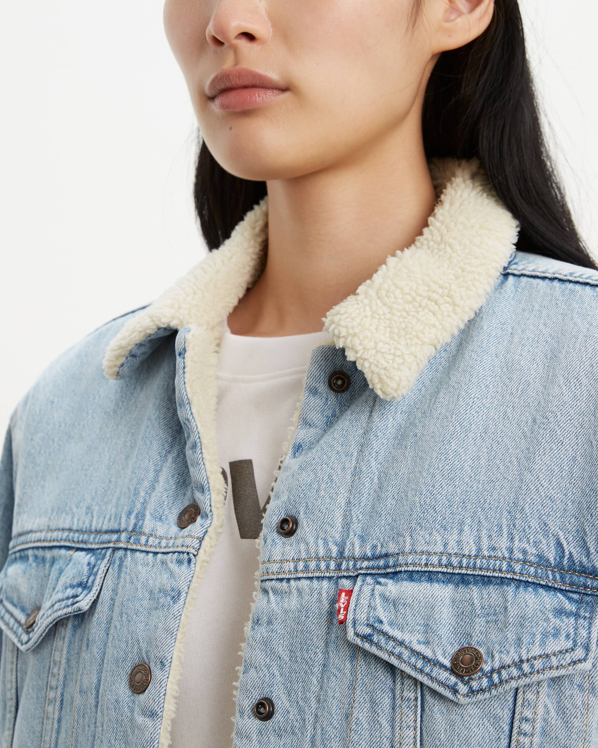 Ex-boyfriend Stretch Sherpa Trucker Jacket - Medium Wash Ex-boyfriend Stretch Sherpa Trucker Jacket - Medium Wash
