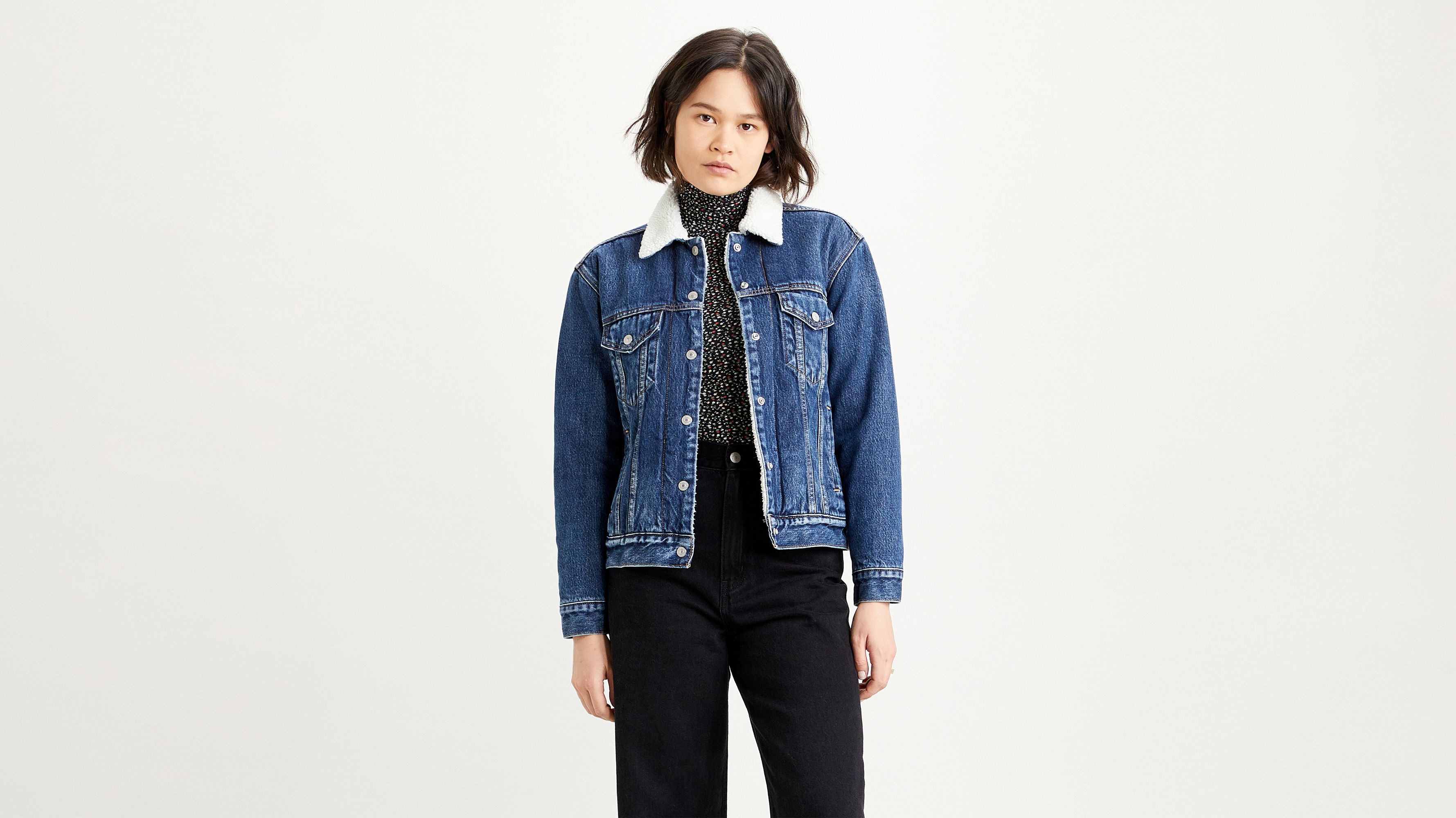 Ex-boyfriend Sherpa Trucker Jacket - Blue | Levi's® GB