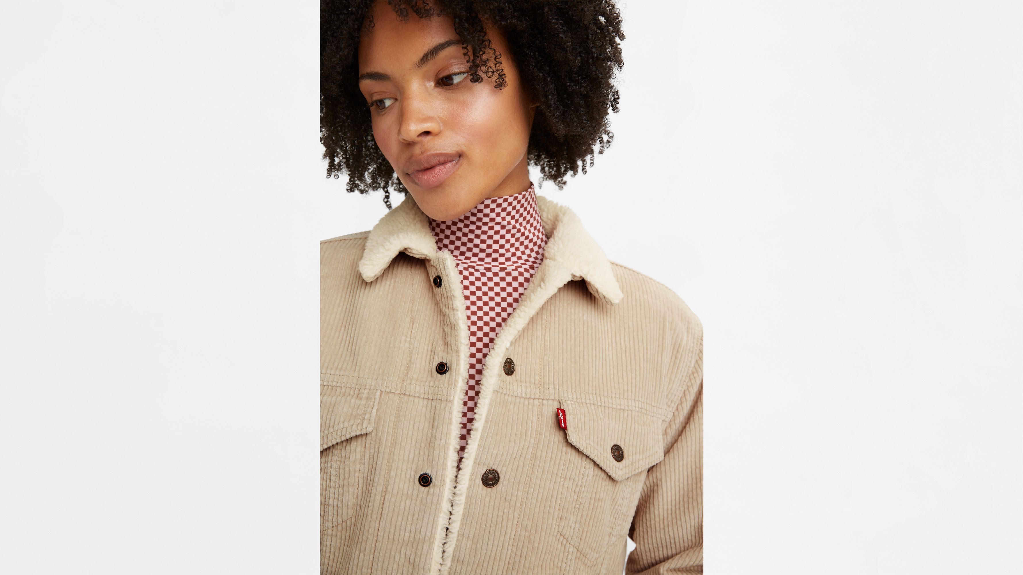 Ex-boyfriend Corduroy Sherpa Trucker Jacket - Grey | Levi's® US
