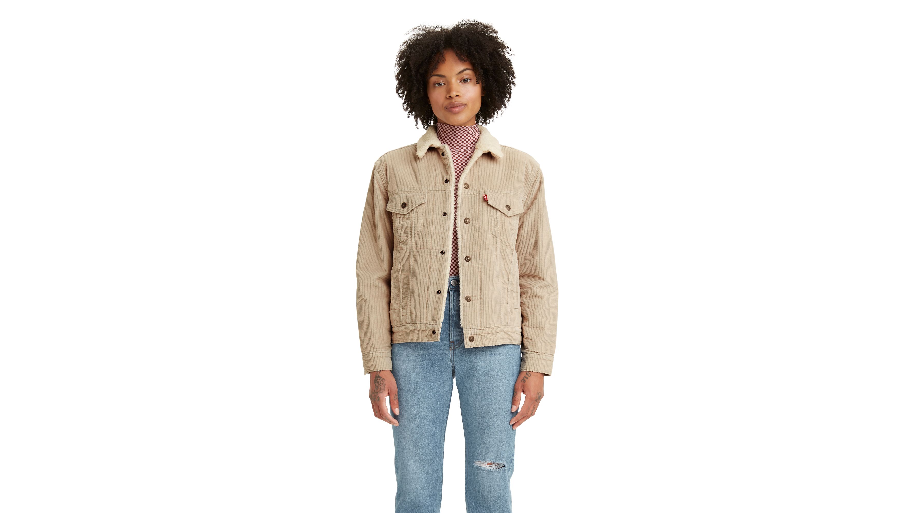 Ex-boyfriend Corduroy Sherpa Trucker Jacket - Grey | Levi's® US