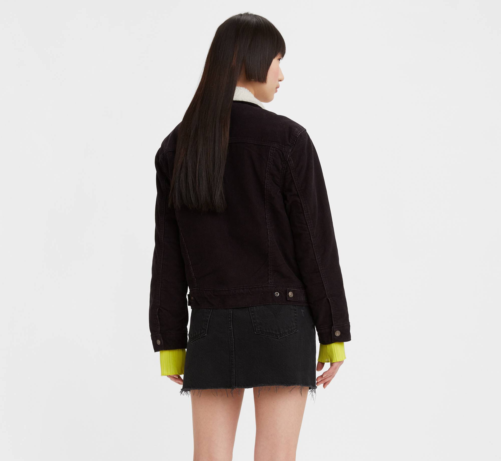Ex-boyfriend Corduroy Sherpa Trucker Jacket - Black | Levi's® US Ex-boyfriend Corduroy Sherpa Trucker Jacket - Black | Levi's® US