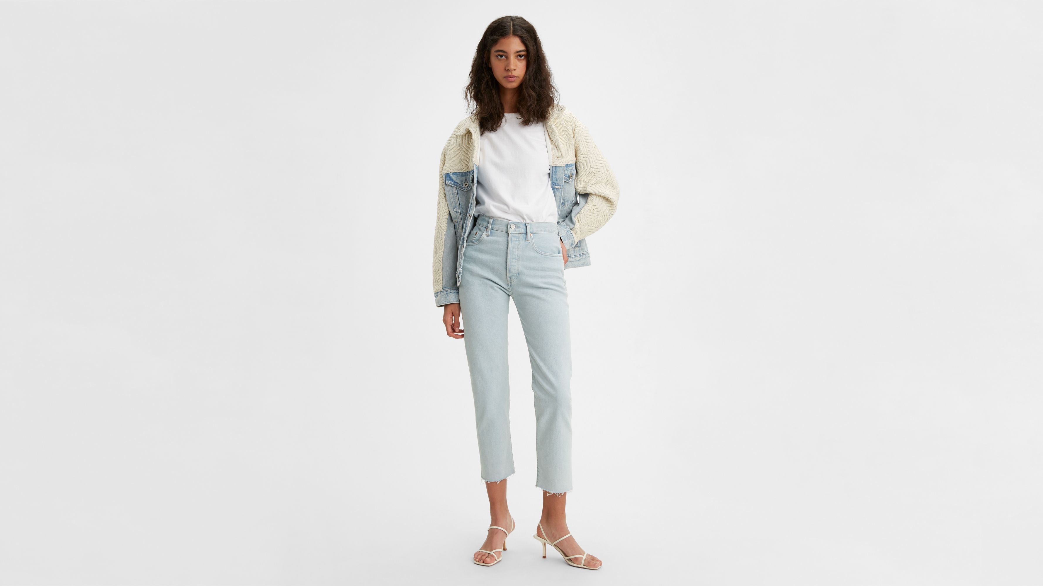 levis white crop jeans