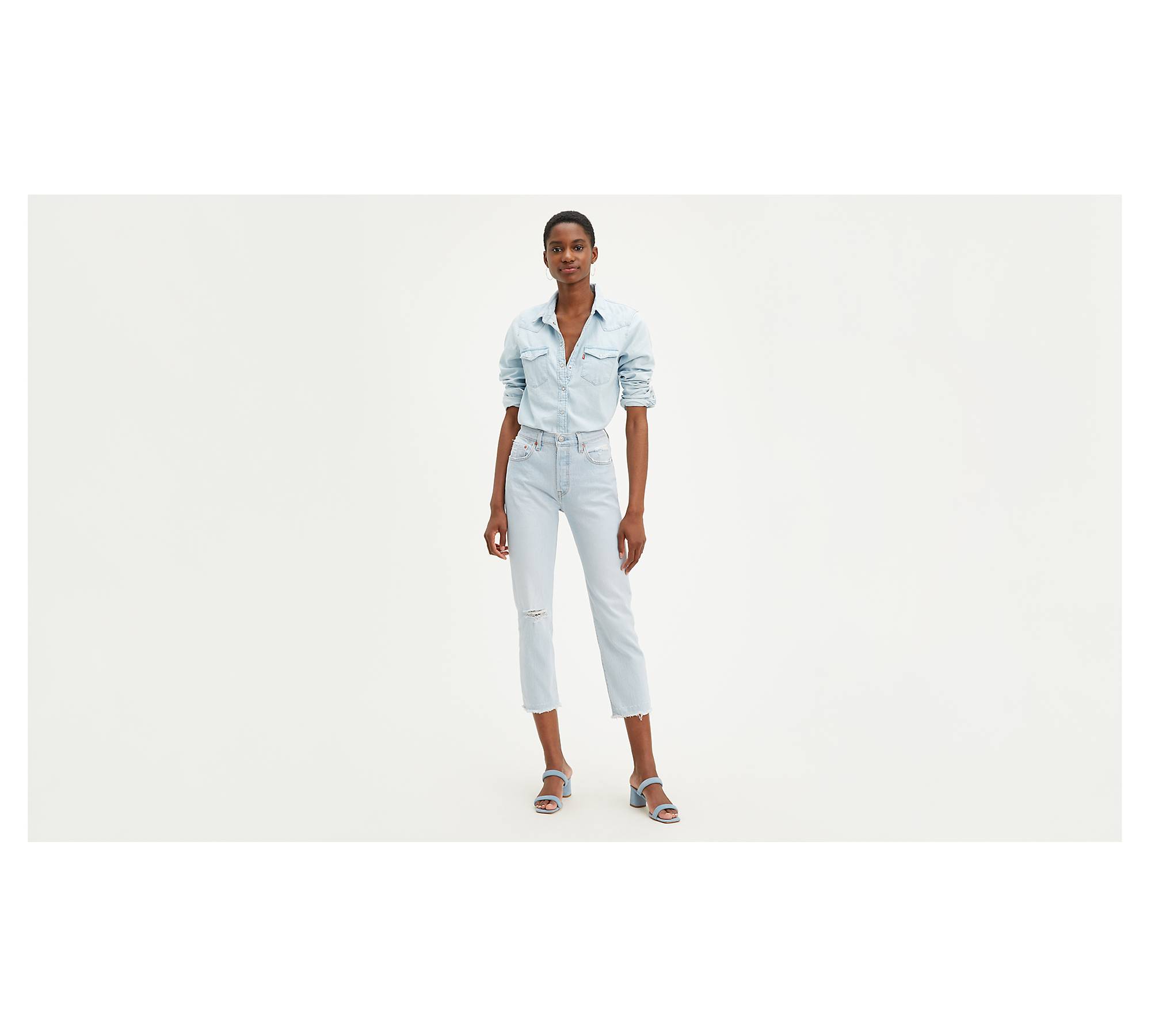 WOMEN DRY STRETCH CROPPED PANTS, LIGHT BLUE  Stretch crop pants, Cropped  trousers outfit, Fashion pants