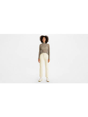 리바이스 Levi 501 Original Cropped Womens Jeans,Ecru - White