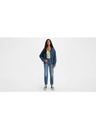리바이스 Levi 501 Original Cropped Womens Jeans,Stand Off - Dark Wash