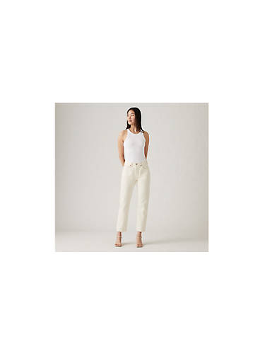 리바이스 Levi 501 Cropped Womens Jeans,Ecru - White