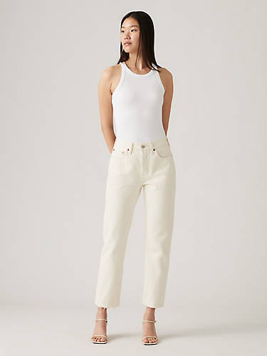 리바이스 Levi 501 Cropped Womens Jeans,Ecru - White