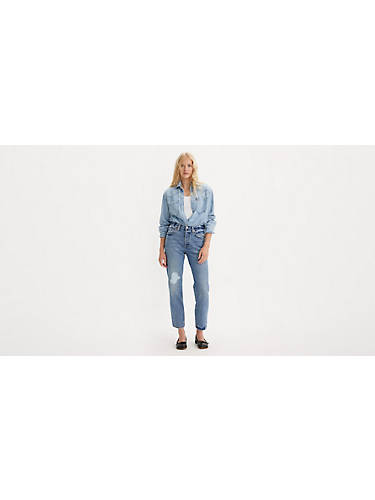 리바이스 Levi 501 Cropped Womens Jeans,Mega Vibe - Medium Wash