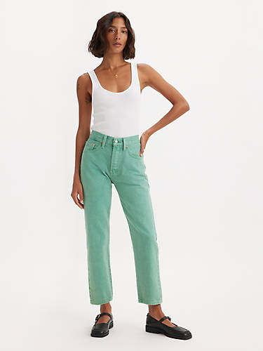 리바이스 Levi 501 Cropped Womens Jeans,Dusty Beryl Green