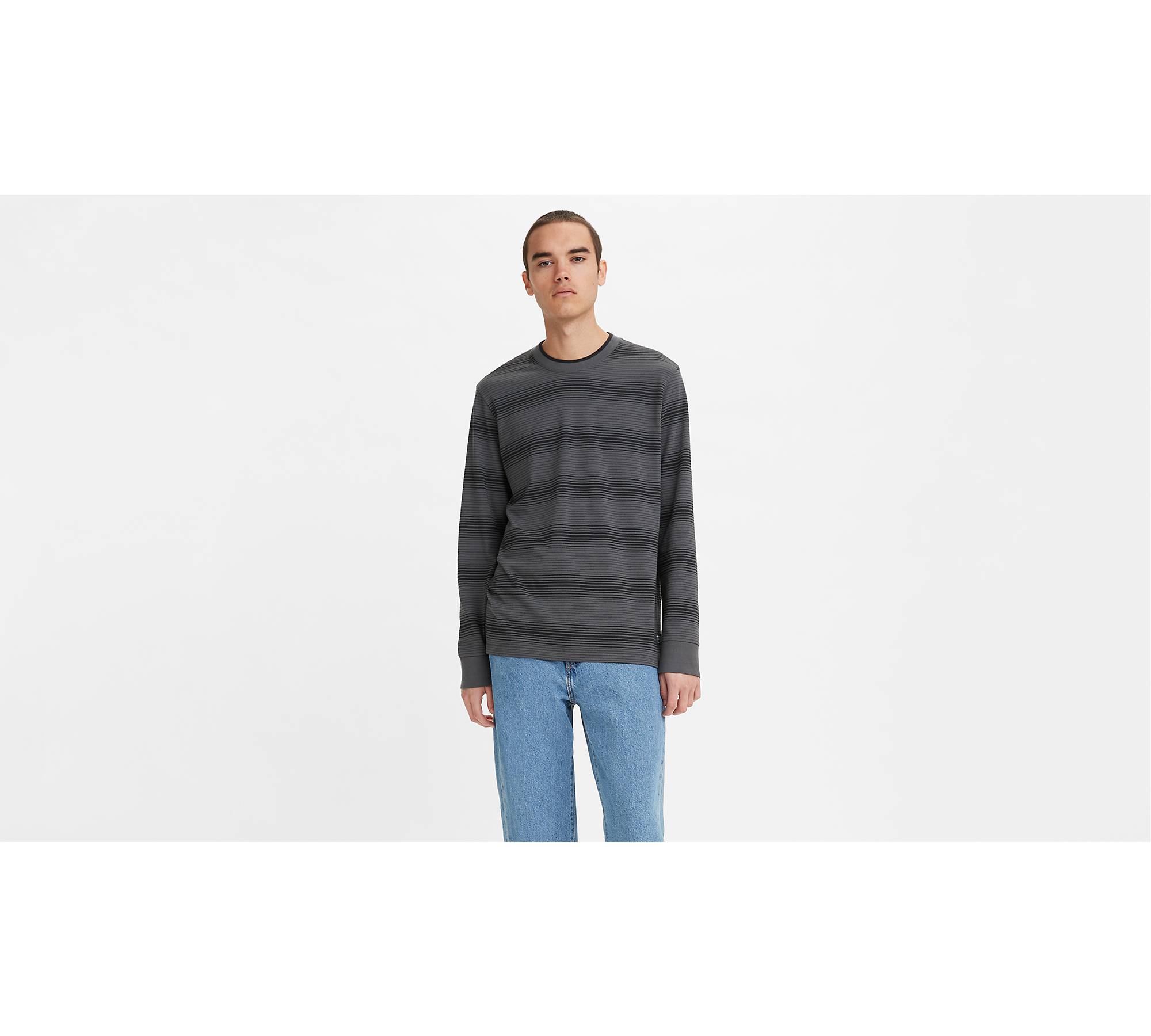 Tipped Crewneck Long Sleeve T-shirt - Grey | Levi's® US