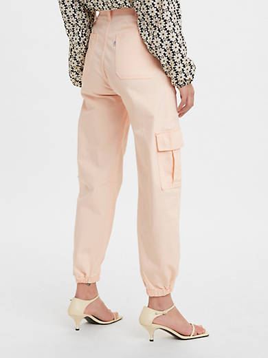 High Waisted Cargo Pants - Pink