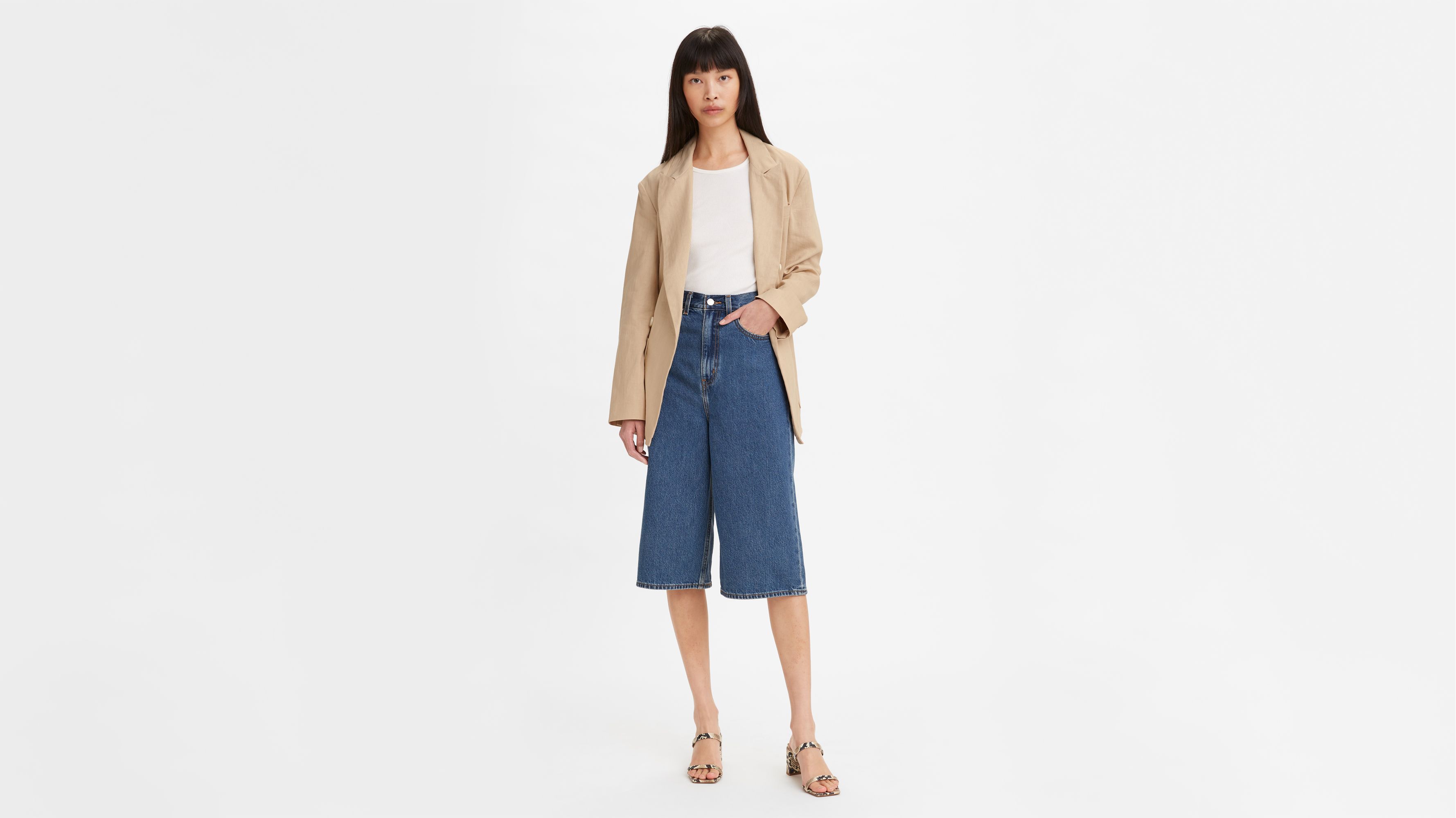 Tolva high waist cropped denim culottes made of stretchy organic cotton