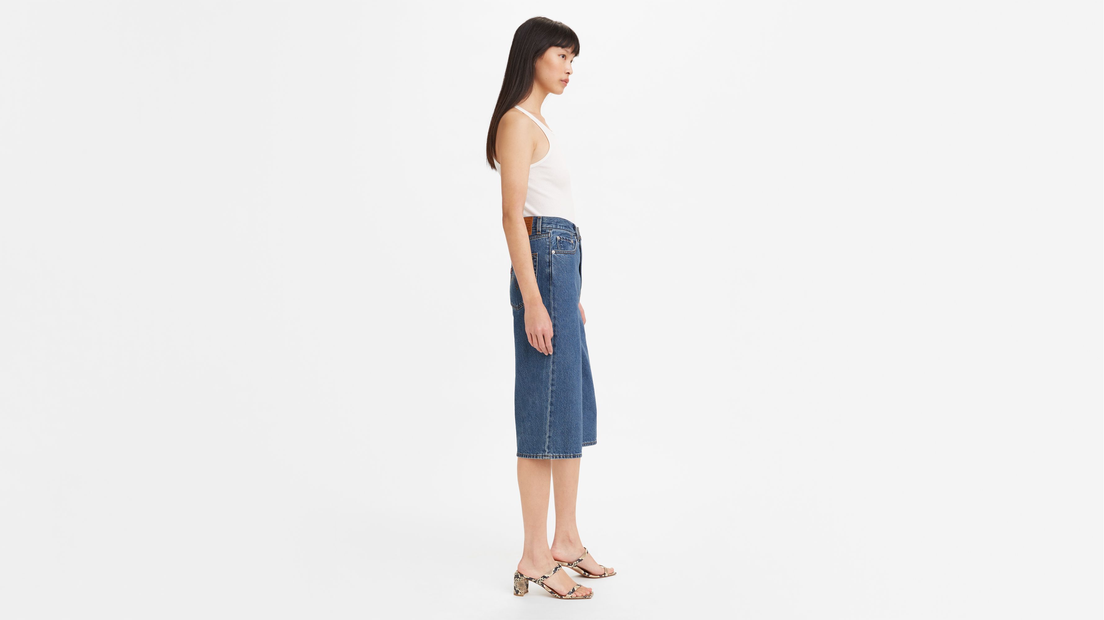 Tolva high waist cropped denim culottes made of stretchy organic cotton