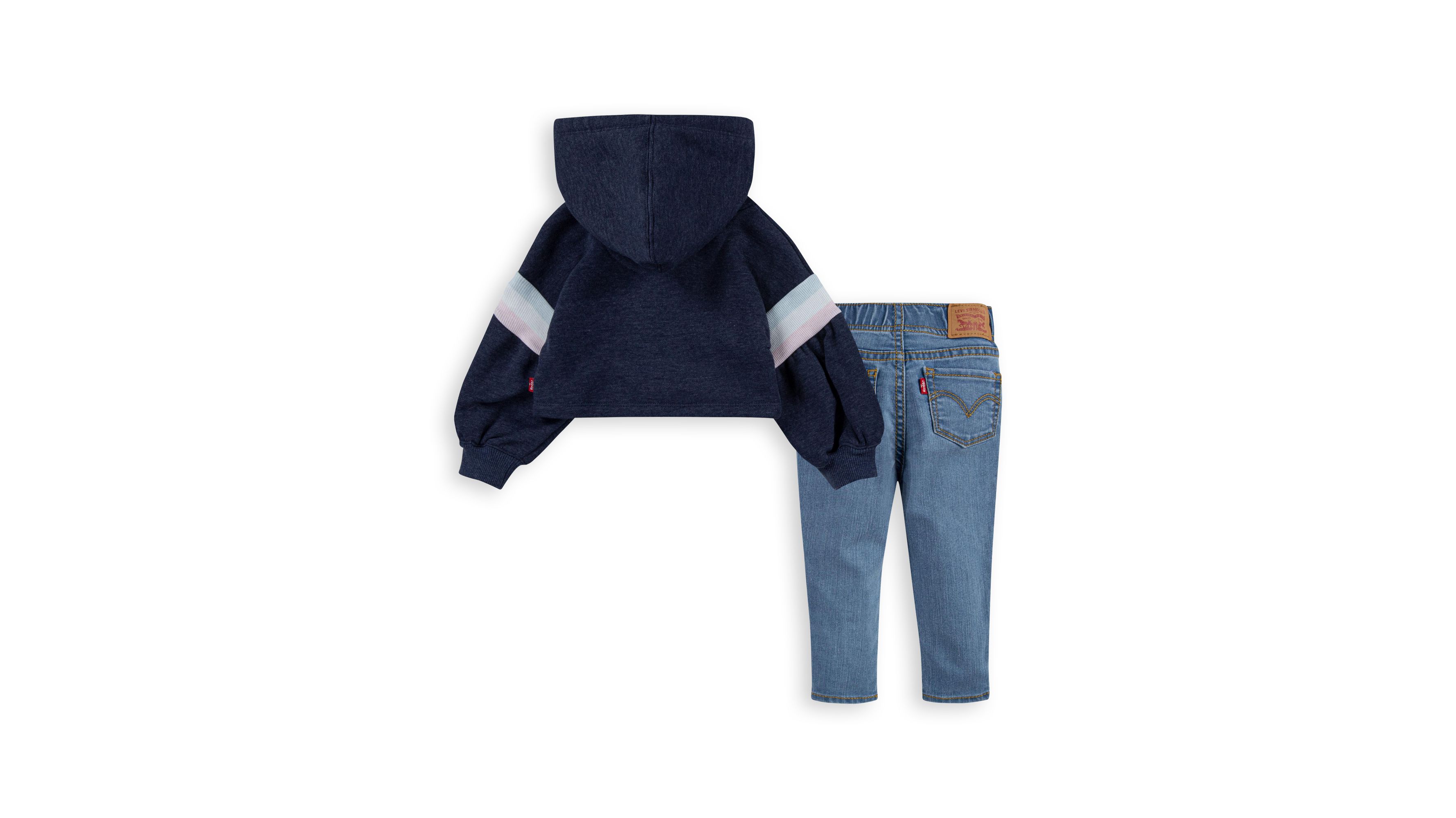 Baby Girls Rainbow Trim Hoodie and Jeans Set 12-24M 2