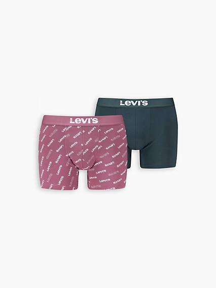 levi's® caleçons coton bio logo lot de 2 rose / pink combo