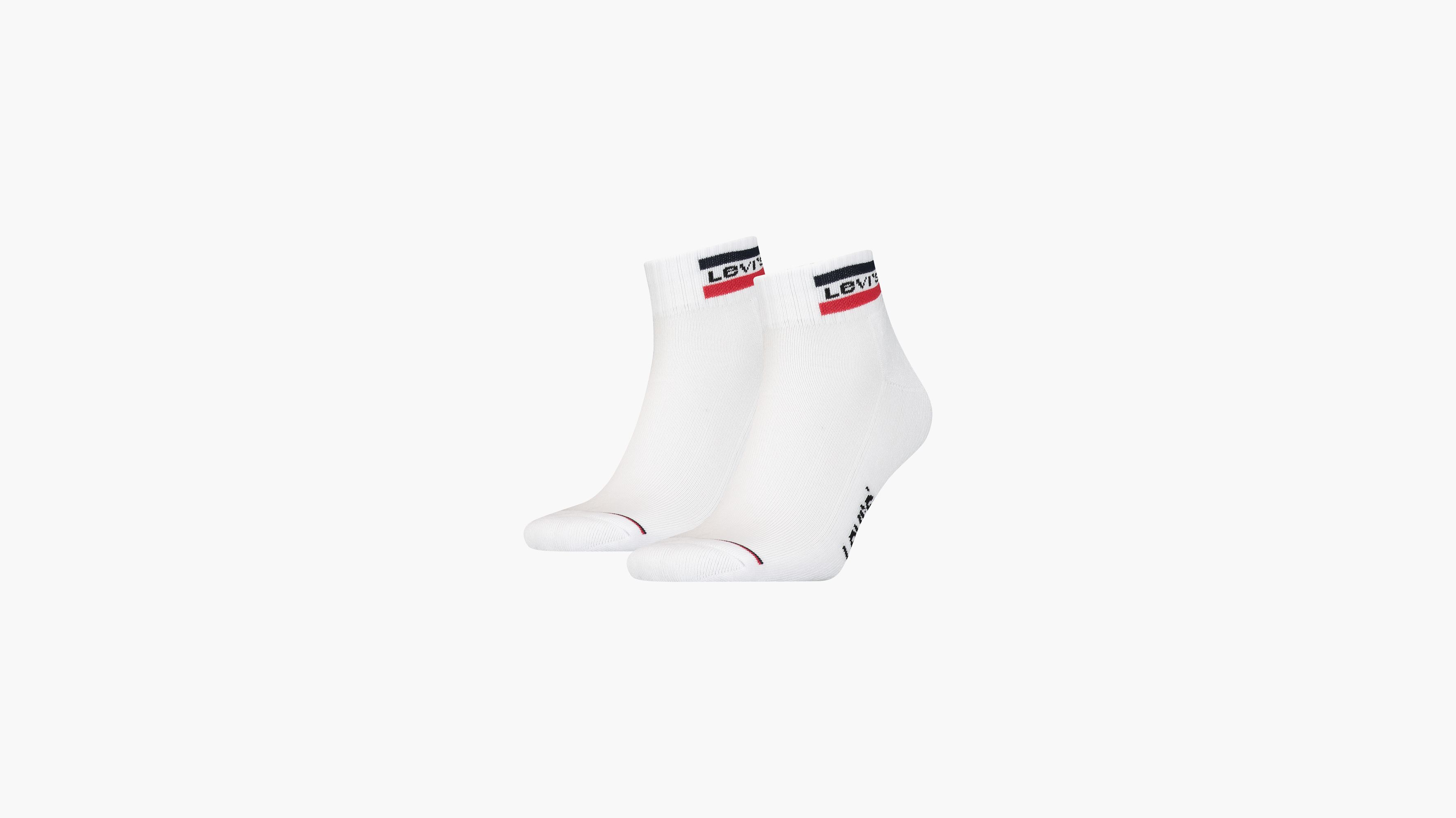 Levi's® Mid Cut Sportswear Logo Socks - 2 Pack - White | Levi's® GB