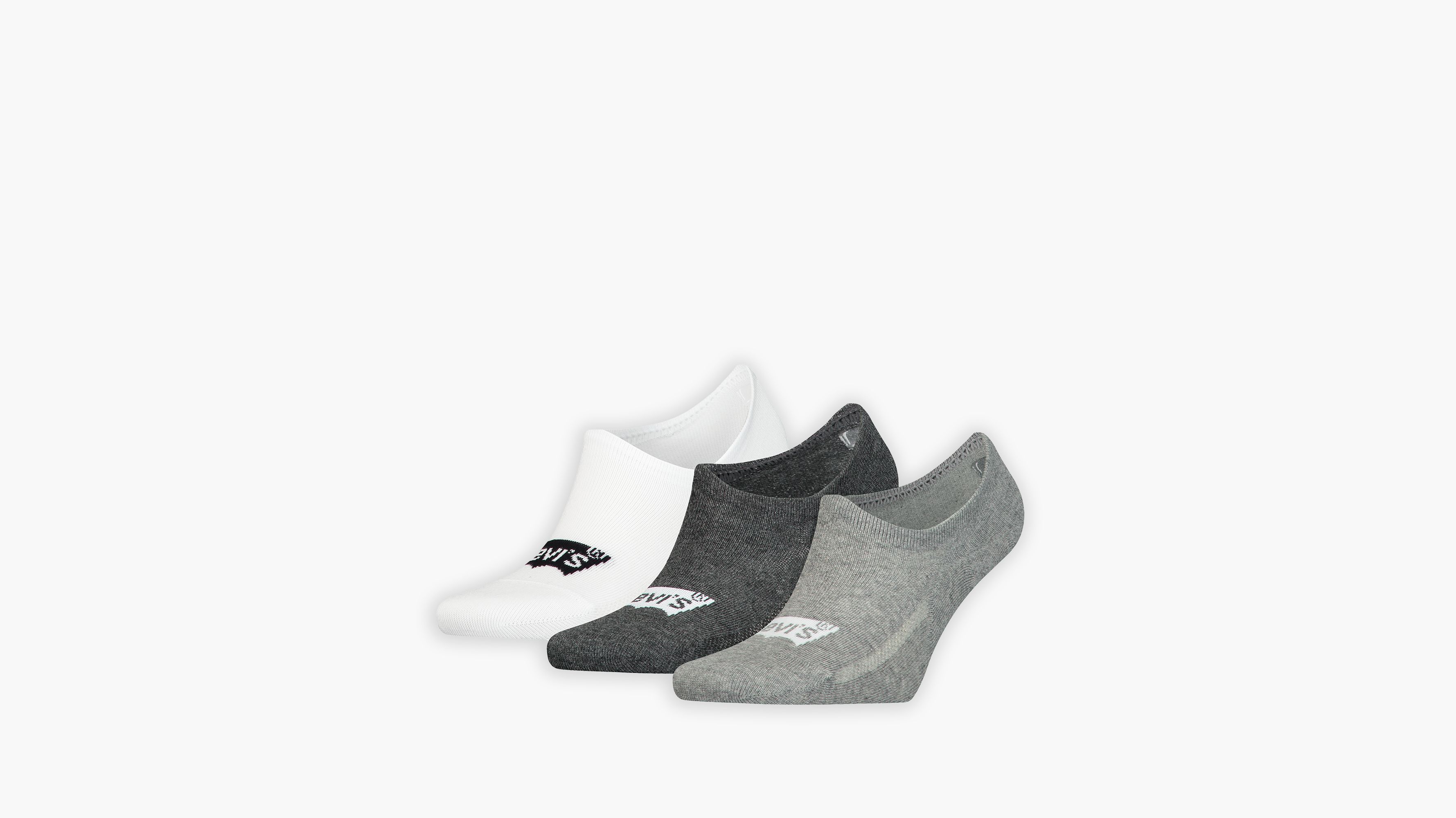 levi's® chaussettes hautes en coton recyclé logo batwing lot de 3 gris / grey combo