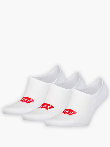 levi's® chaussettes hautes en coton recyclé logo batwing lot de 3 blanc / white