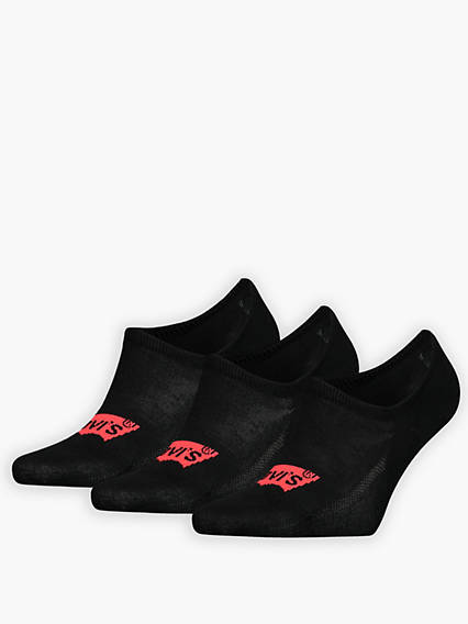 levi's® chaussettes hautes en coton recyclé logo batwing lot de 3 noir / black