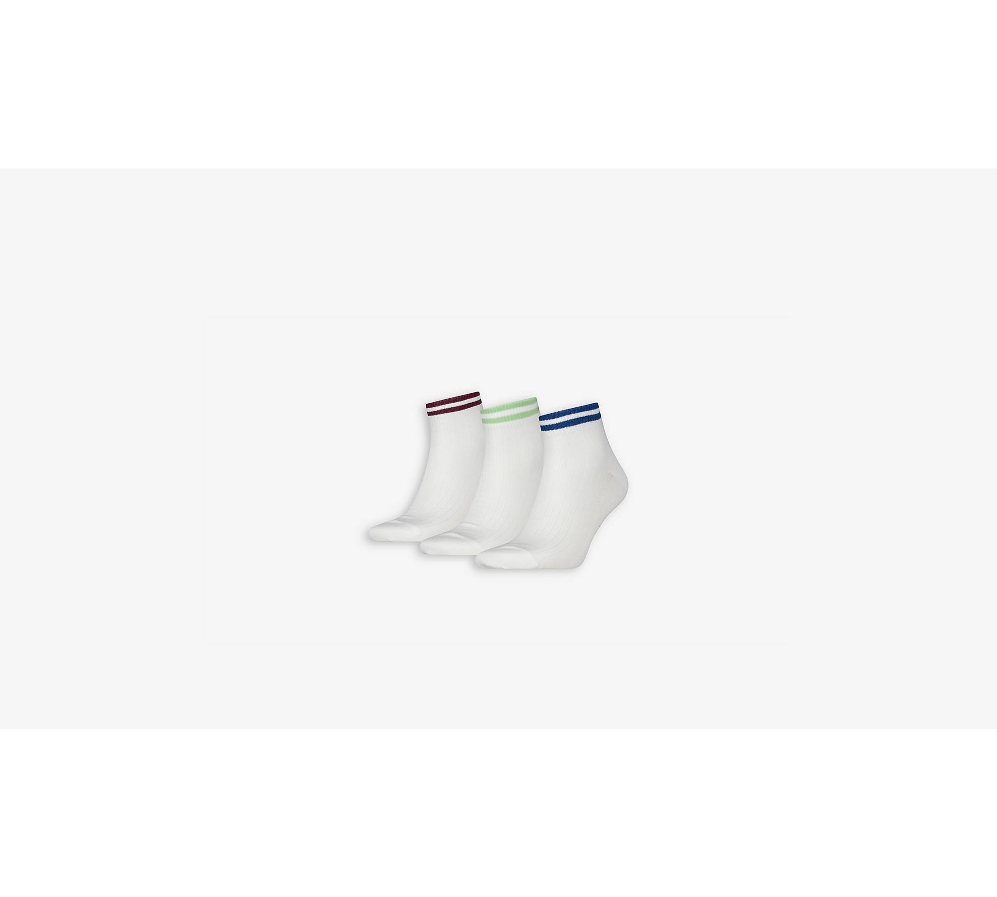 Levi's® Mid Cut Striped Rib Socks - 3 Pack - White | Levi's® GB