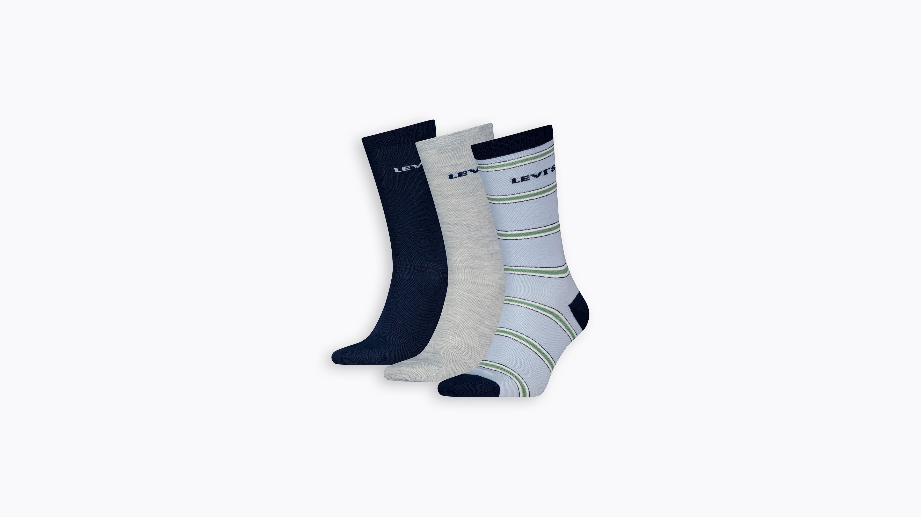 Calcetines de altura estándar a rayas de colores Levi's® Off Trail: paquete de 3 pares 1