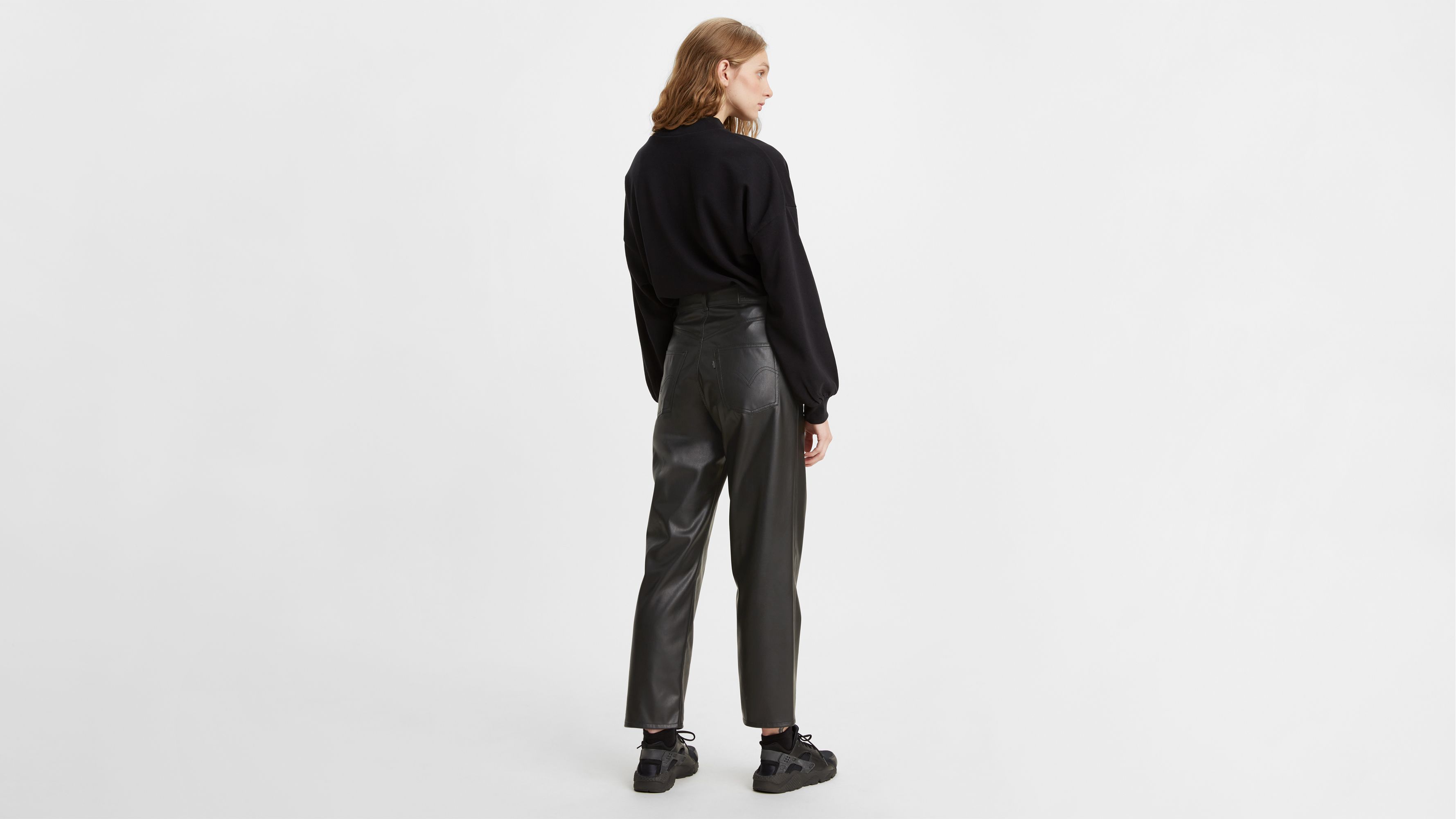 Faux Leather Ribcage Straight Pants 3