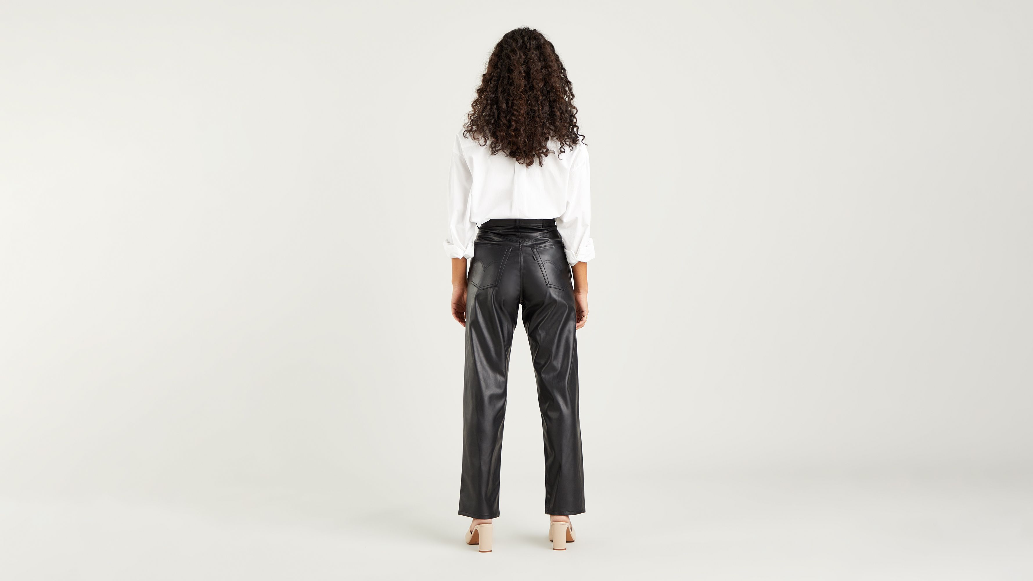 Faux Leather Ribcage Straight Jeans 3