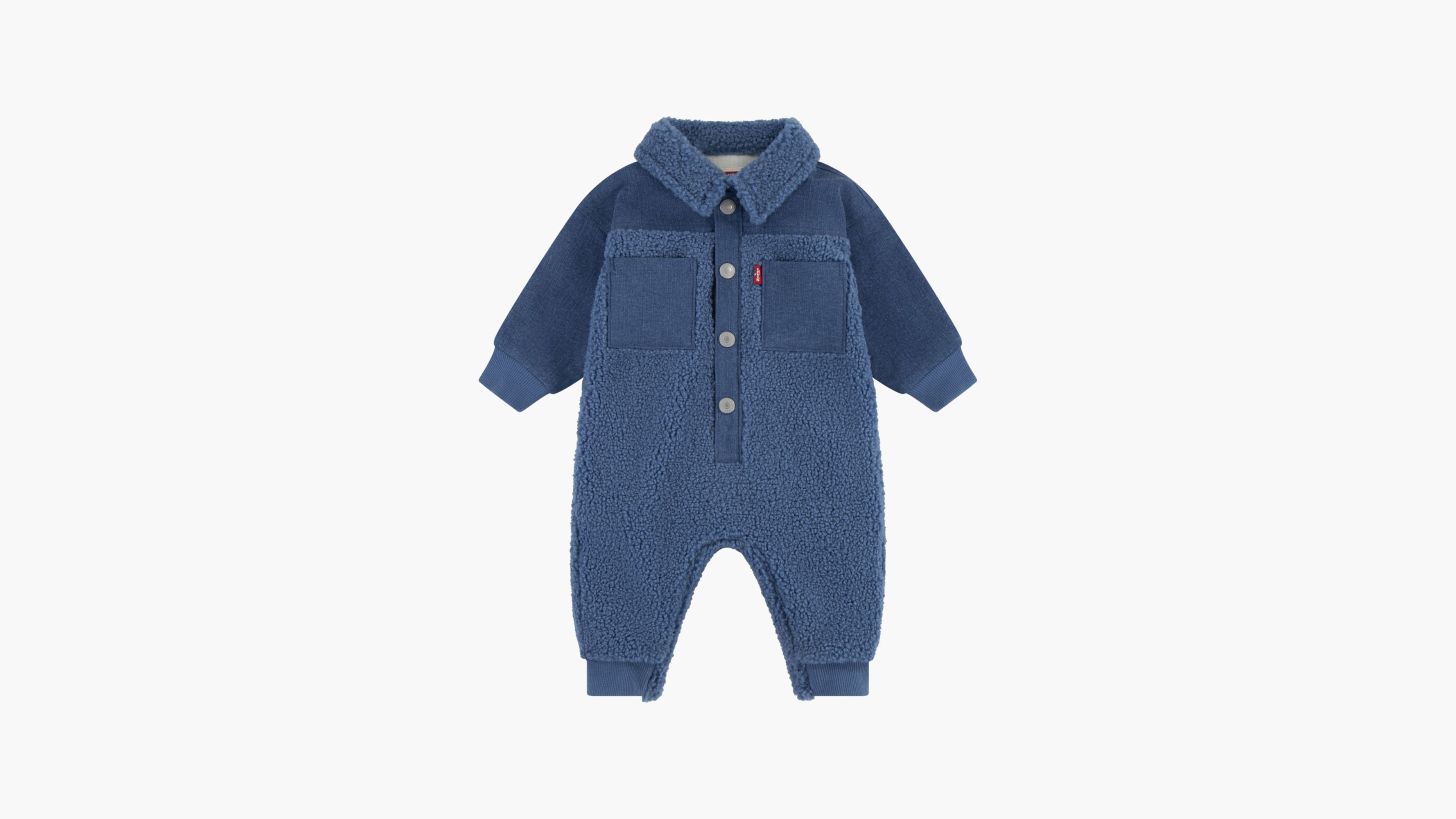 Denim Sherpa Coveralls Baby NB-9M 1