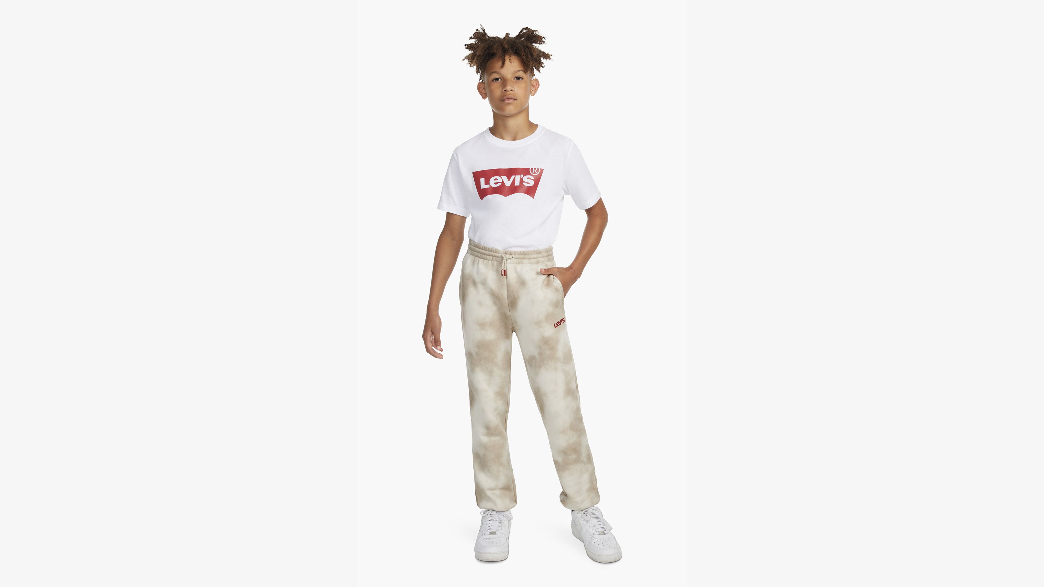 Levi's Haze Effect Logo Joggers Big Boys 8-20 Pants L In White