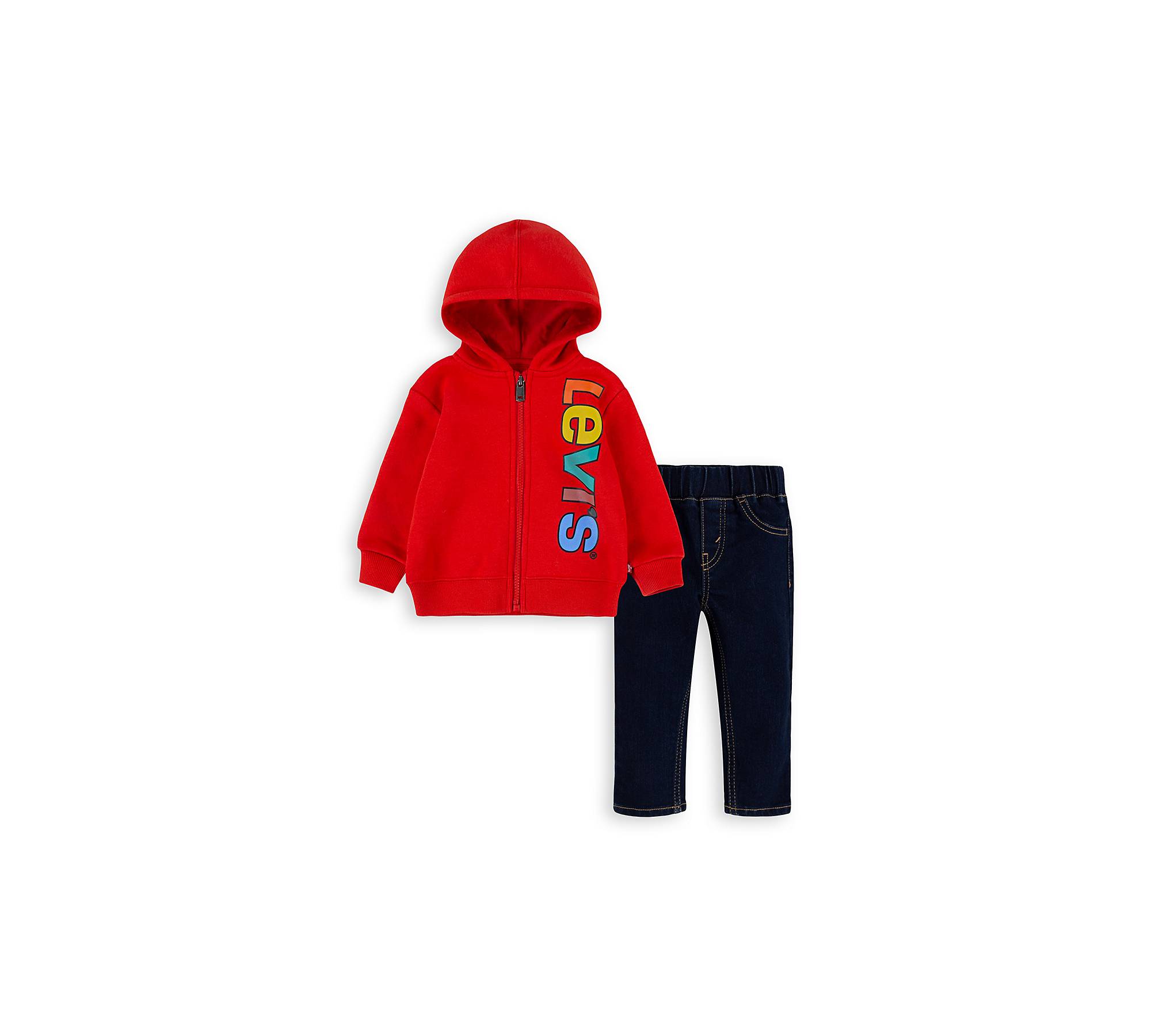 Toddler Boys Zip Hoodie And Jeans Set 2t-4t - Red | Levi's® US