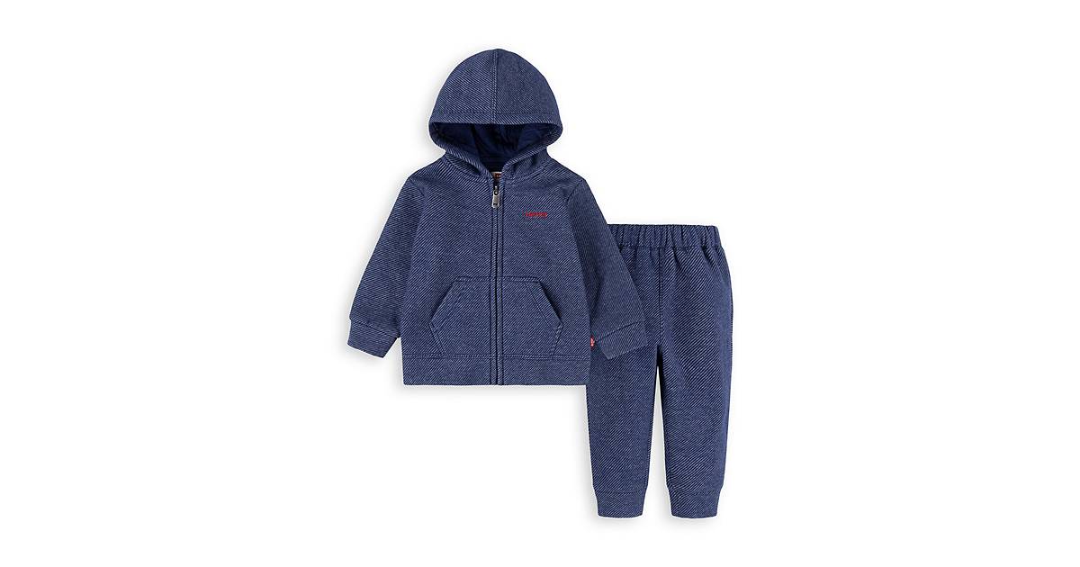 Buy Gymboree Baby Boys' Grey and Blue Striped Fleece Hoodie, Multi