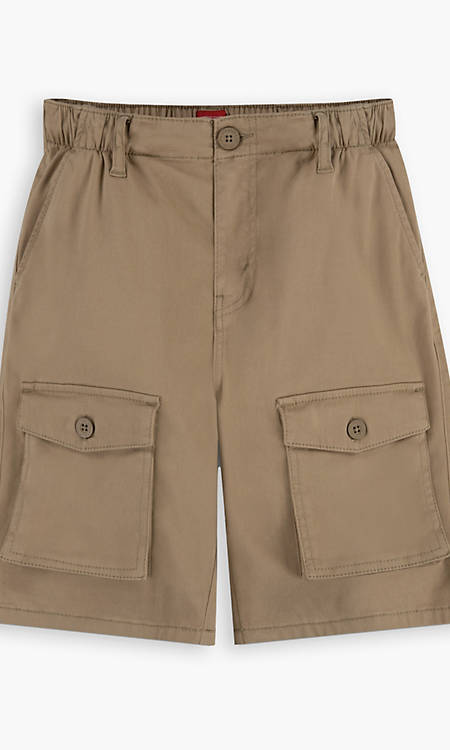 Boys Brown Cargo Style Shorts with Button Fly Closure 