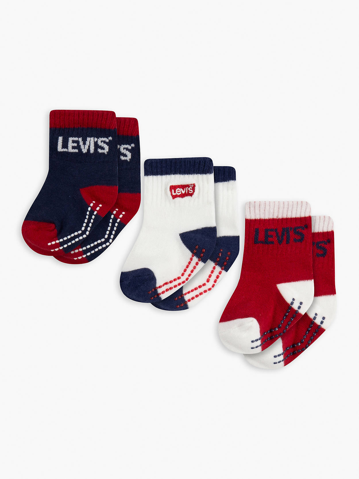 3-Pack Levis 12-24M Baby Gripper Socks (Dress Blues / Fairy Tale)