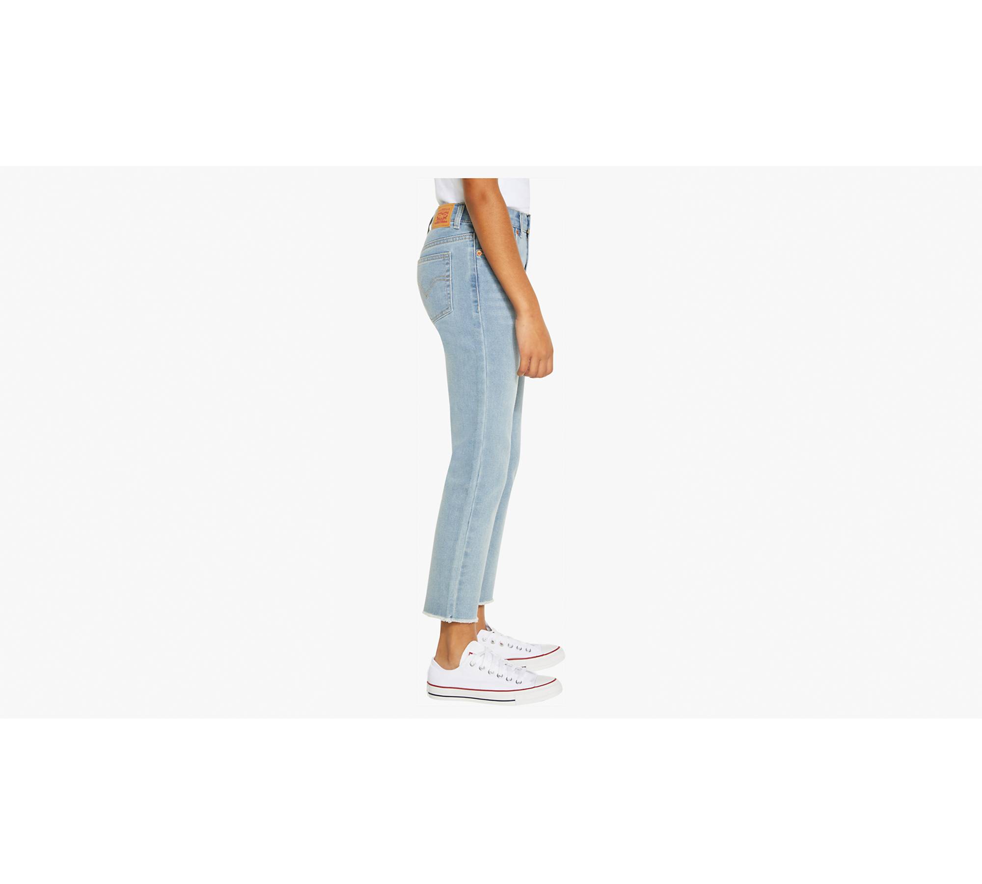 High Rise Ankle Straight Big Girls Jeans 7-16 - White